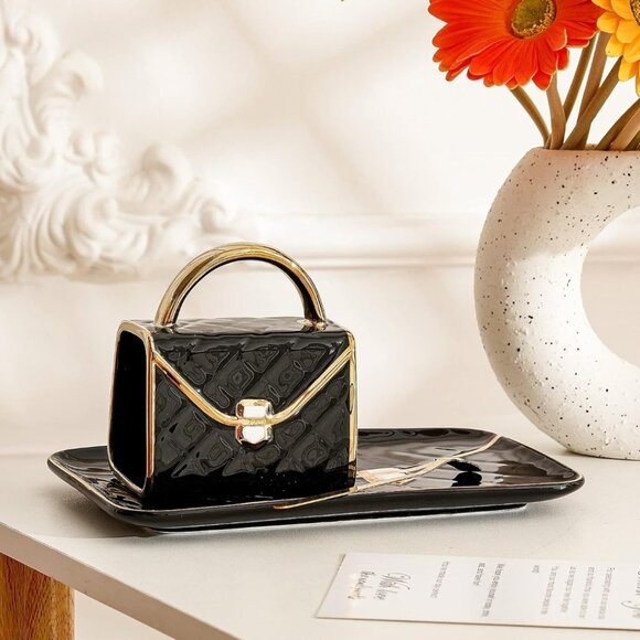 Elegant Handbag Shaped NEW Black Coffee Mug - Picture 3 of 4